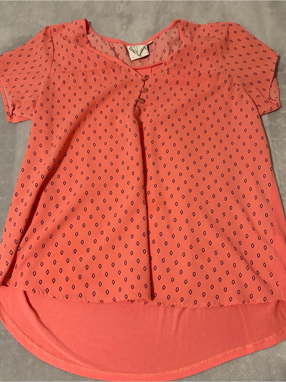 Women’s Coral Patterned Short Sleeve Blouse